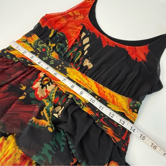 Desigual Christian Lacroix Black Mesh Dress Size L Floral ASO Katie Holmes - Picture 12 of 16